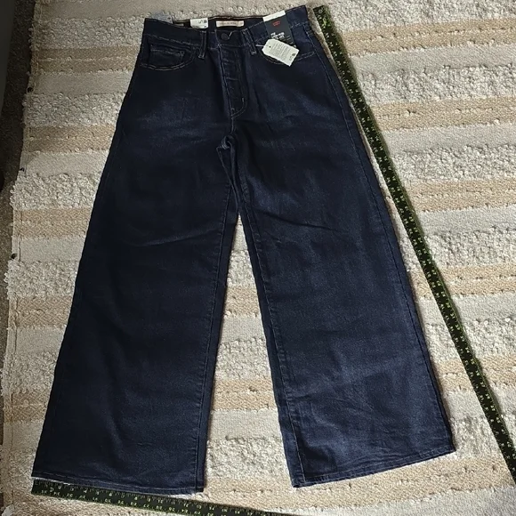Levi's Dark Wash Indigo Wide Leg High-rise Zip Premium Jeans Size 29 - Picture 5 of 13
